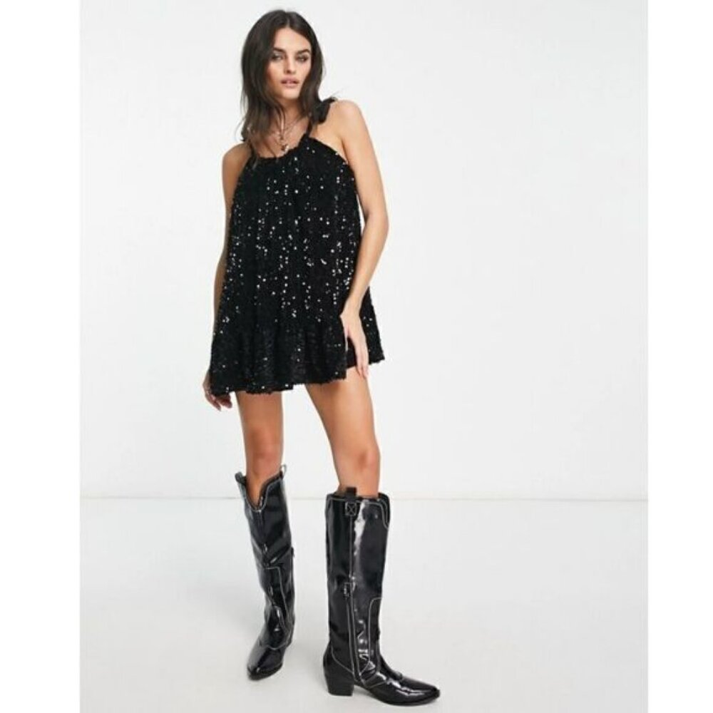 Free People Nova Convertible Strap Sequin Mini Dress Size M
